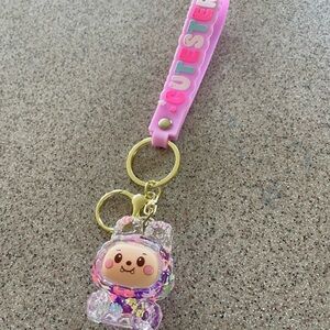 Pink Cutester Wristlet Keychain for Kids with Iridescent Charm